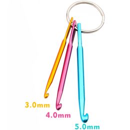 Wholesale 3PCS/Set 3MM 4MM 5MM Keychain Hooks DIY Multicolour Crafts Knitting Needles Mini Aluminium Crochet Hook