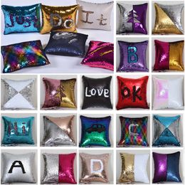 25 Designs Sequin Pillow Case Cover Mermaid Pillow Cover Bling Magic Reversible Glitter Sofa Cushion Car Cover Xmas Christmas Gifts XD21575