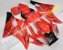 Street Fairing For Yamaha 2006 2007 YZF 600 R6 Black Flame YZFR6 06 07 Motorbike Red Black Body Kits (Injection molding)