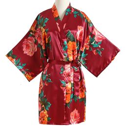 Sleepwear Charming VNeck Kimono Bathrobe Rayon Sleepwear Mini Bride Bridesmaid Wedding Robe Print Floral Nightwear Nightdress One Size