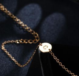 Fashion-26 Initial Letter charm Bracelet for Women gold Colour high Polish Chain Letter Disc Charm Bracelets & Anklets drop shipping