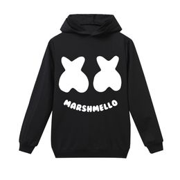 DJ Marshmello Mask Music Kids Hooded T-shirts Long Sleeve Letter Printed Boys Hoodies Elastic Breathable Children T-shirts DH1169 T03