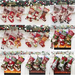 Christmas Stockings Gift Bag Santa Deer Snowman Xmas Hanging Ornament Socks Large Size Candy Gift Bags Xmas Tree Moose Decoration
