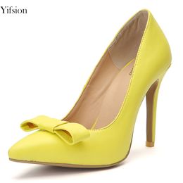 Rontic New Arrival Women Pumps Sexy Thin High Heels Pumps Ladies Pointed Toe Elegant Yellow Party Prom Shoes Women US Size 4-15