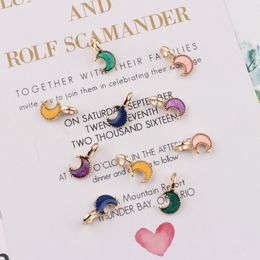 Small Moon Enamel Gold Plated Colour Charms Pendants for Handmade Diy Earrings Necklace Key Chain Bracelet Jewellery Making Accessories