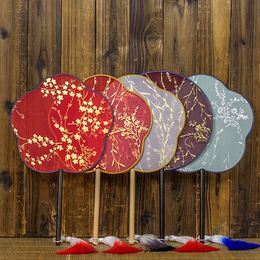 Handmade Gilded Decorative Wedding Hand Fans Chinese traditional Dance Fan Costume prop Handle Fan