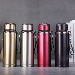 800ml Travel Mug Stainless Steel Water Bottle Brushed Metal Tea Flask with Strainer for Cold Brew Coffee