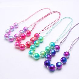 New Arrivel Magic Colour Pearl Kid Chunky Necklace Adjusted Rope Girls Bubblegum Beads Chunky Pendant Necklace Jewellery For Children