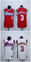 Top Quality ! Mens Cambridge Jersey 3 Like Mike LA Knights Movie College Basketball Jerseys White Red 100% Stiched Size S-XXXL