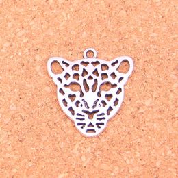 47pcs Charms hollow leopard head Antique Silver Plated Pendants Making DIY Handmade Tibetan Silver Jewellery 28*26mm