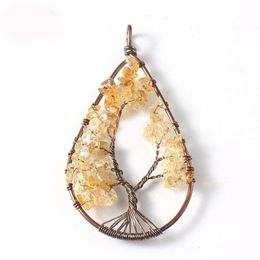 5 Pcs/Lot Natural Stone Crystal Quartz Pendant Tree of Life Fashion Multicolor Natural Stone For Men Women Jewellery Gift