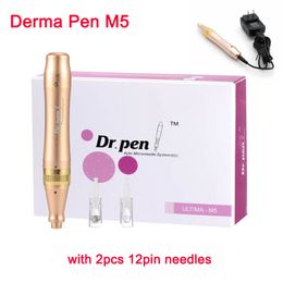 DR013 DR. PEN Ultima M5 Dr Pen Electric Derma Pen Stamp Auto Micro Needle Skin Care Wrinkle Removal With 2pcs 12pin needle Cartridges