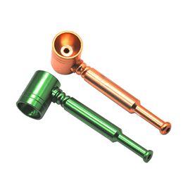 Brass Color Metal Smoking Pipe 91 MM With Metal Bowl Aluminum Alloy Tobacco Hand Spoon Pipe Mini Style Smoke Water Pipes Accessories