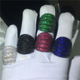 Luxury Big ring Full 350pcs Diamond Black Gold Filled Anniversary Party band rings for women Men Finger Jewellery Best Gift