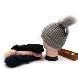 Fashion C Knitted Hats Trendy Men Women Winter Fur Poms Beanie Crochet Hat Fedora Chunky Skull Caps Outdoor Warm Hats 4 Color