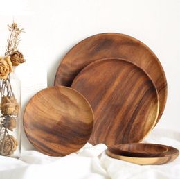 Wooden Circular Fruit Dishes No Paint Dry Fruits Cake Snack Plate Home Restaurant Hot Sell Small Dish SN3718