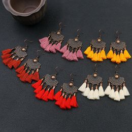 Fashion Retro Boho Long Tassel Pendant Exaggerated Earrings Cross-Border Hot Selling Antique Copper Jewellery women earrings