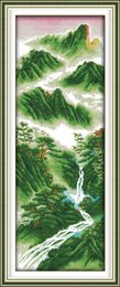 Spring Mountain home decor painting ,Handmade Cross Stitch Embroidery Needlework sets counted print on canvas DMC 14CT /11CT