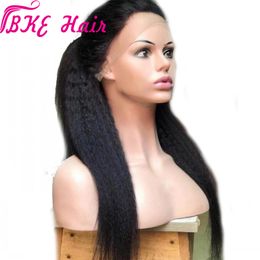 Glueless Lace Front Synthetic Wigs Pre Plucked Yaki Simulation Human Hair Wigs For Black Women Indian Lace Frontal Kinky Straight Wig