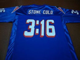 Özel Erkekler Stone Cold Steve Austin # 3:16 Takım Verilmiş mavi Beyaz Kolej Jersey boyutu s-4XL veya özel herhangi bir isim veya numara forması