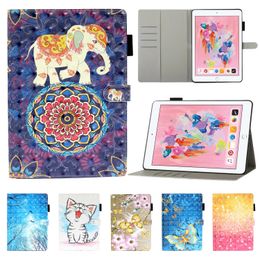Étui de tablette en cuir de peinture colorée 3D pour iPad Air Pro 9.7 Mini 1/2/3/4/5 Samsung Galaxy Tab A T290 Multi Card Slots Couverture de protection en Solde