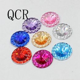 New 12mm Multicolor Rould Shape Design Acrylic Rhinestone Crystal Cabochons Jewelry Accessories For Diy