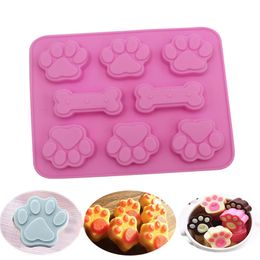 2-in-1 Silicone Baking Mould Dog Bone Dog Footprint Cake Mould Food Grade Silicone Material Mould Baking Tool Kitchen Creative