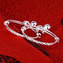 4 Designs for Options Lovely Baby Bangles Silver Plated Baby Bells Bracelet Bangles for Babies Kids Children Nice Gift