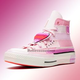brown skate shoe UK - 2020 New Chuck 70 HI Petal Millie Bobby Brown 167298C Pink Purple White Women Casual Skate Shoes Designer Sneakers With Bag Box Size 36-39