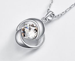 Fashion- S925 sterling silver inlaid Swarovski crystal geometric model necklace in Europe and America