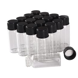 wholesale 100 pieces 4ml 16*40mm Glass Bottles with Black Plastic Caps Mini Glass Bottles Tiny Jars Vials