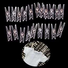 20 PCS 25m Mini Spring Clear Transparent Clips Clothes Photo Paper Peg Pin Clothespin Craft Clips Party Home Decoration