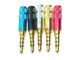 Freeshipping 100pcs Gold plated mini male 3.5mm 4pole Earphones plug Solder Cable connector