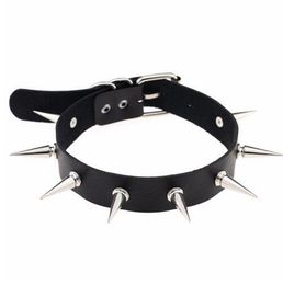 Black Spike Choker Belt Collar Donne PU Cuoio Goth Collana girocollo per le donne Party club Chocker gioielli gotici sexy