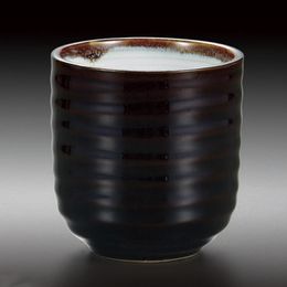 Black coarse pottery tea cup japanese ceramic tea bowl for puer big volume 200ml teacups porcelain drinkware