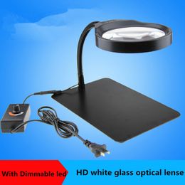 Freeshipping Germany PDOK 8X Desktop Magnifier with 36pcs LED HD lens magnifier/ Elderly Reading LED Magnifier lamp/ Repair Stands Light