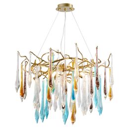 high quality Colourful crystal chandelier modern lamp 60cm 80cm lustre home decoration lighting ,luxury villa lights