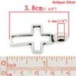 Wholesale-Cross Antique Silver Hollow 3.8x2cm,20PCs (K03109) New Jewellery making DIY Free shipping