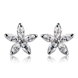 multicolored earrings Canada - Wholesale summer flower zircon stud earrings multicolored 3A zircon inlay natural exquisite fashion earrings for women gift