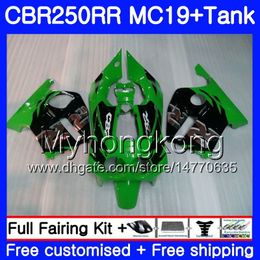 Injection Mould For HONDA CBR 250RR MC19 green black hot CBR250RR 1988 1989 Body 261HM.36 CBR 250 RR 250R CBR250 RR 88 89 Fairing Kit +Tank