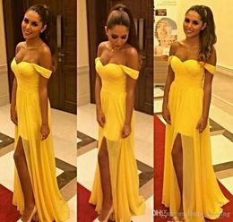 2019 Yellow Long Prom Dress Off the Shoulder Backless Formal Holidays Wear Graduation Evening Party Pageant Gown Custom Made Plus Size