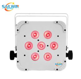 White housing 7x18W RGBWAU 6in1 dmx512 flat led par light wireless led wedding uplights