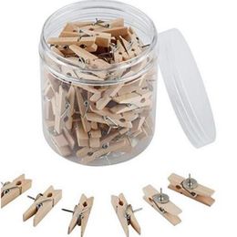 Push Pins With Natural Wooden Clips Thumbtacks Pushpins Paper Clips Clothespins For Cork Board And Photo