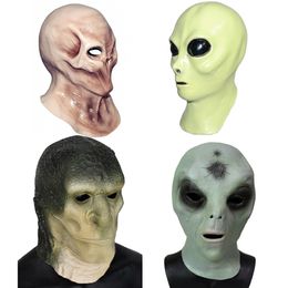 Hot-venda Máscaras de Terror Máscara de Látex Monstro Cabeça Alienígena UFO Esqueleto Espaço Exterior Criatura Halloween Masquerade Party Mask