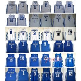 Men NCAA Kentucky Wildcats Basketball Jerseys College Davis Fox Monk Adebayo John Wall Towns Cousins Devin Booker Jersey