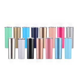 20oz Skinny Tumbler Stainless Steel slim Insulated Tumbler Multi Colors Straight Cup Vacuum Insulated Beer Coffee Mugs