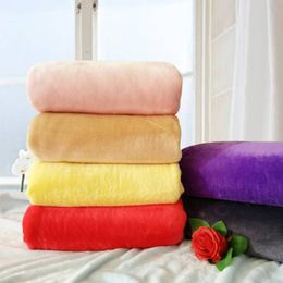 70 100cm Soft Throw Blanket Warm Coral Blankets Travel Flannel Sofa Solid Colour Fleece Blankets