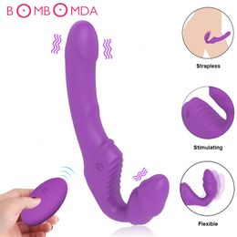 Dildo Vibrator For Lesbian Double Vibrating Clitoris Stimulator Sex Toys for Women Panties Remote Control Female Vagina Massager Y191017