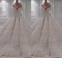 Sexy V New Neck Dresses Mopping Long Section Off-The-Shoulder Lace Ball Gown Sequins Bridal Noble Wedding Gowns s