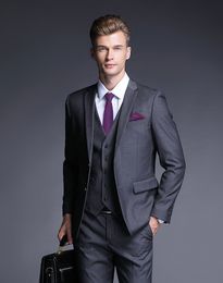 Slim Fit Men Suits Business Prom Wear Wedding Groom Tuxedos 3 Pieces (Jacket+Pants+Vest) Bridegroom Suits Best Man Blazer